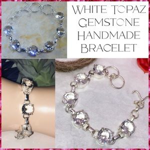 Sparkling White Topaz Handmade Tennis Bracelet